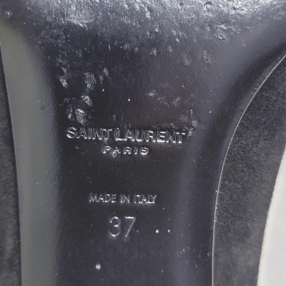 SAINT LAURENT Suede Babies Buckle Sandals In Black 37/7. - Picture 11 of 14